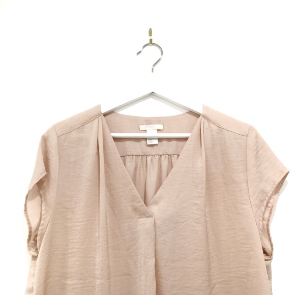 H&M Pink Flowy Short Sleeve Blouse Sz 12 - Picture 4 of 8